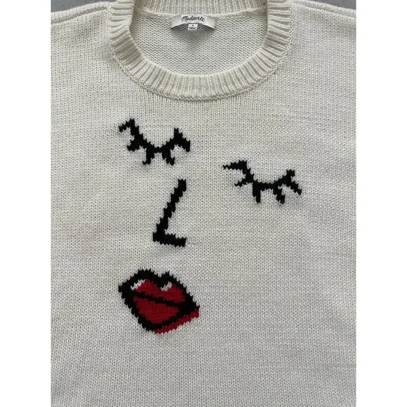 Madewell Making Faces Intarsia Knit Sweater Merino Wool Small - Picture 9 of 9